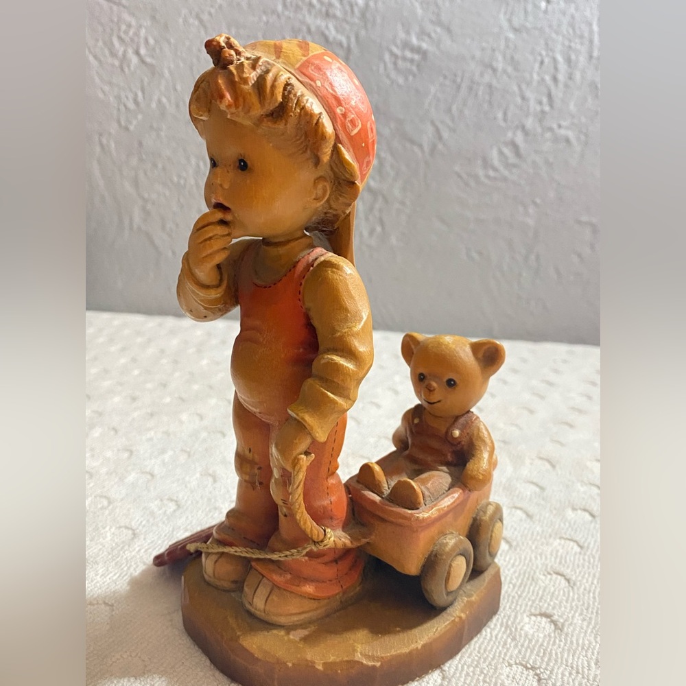 ANRI Sarah Kay  4" “Finding Our Way”Boy with a Wagon and a Teddy Bear